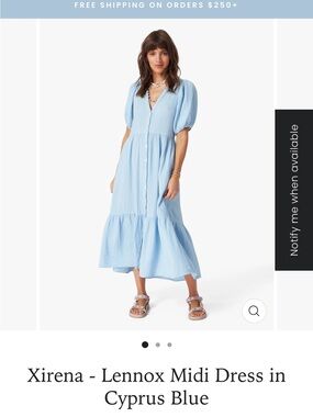 XiRENA Lightweight Button-Front Midi Dress in Light Blue